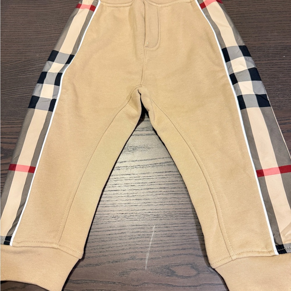 Burberry Tan and Black Checkered Kids Joggers